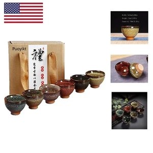 Chinese Ceramic Kung Fu Tea Set of 6, Japanese Tea Cup, Sake Cup, Ceramic Tea... - Picture 1 of 9