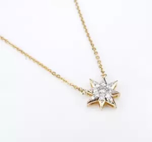 14k Pave Diamond Star Pendant Necklace Yellow Gold Natural 16-18" 1.1mm NG1683 - Picture 1 of 3