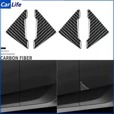 Cubierta triangular de esquina de puerta exterior de fibra de carbono real 4 piezas para Acura TLX 2015-20 Foto 1 de 4