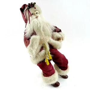 Vintage Weihnachtsmann Figur Regal Sitter Dekor Weihnachten Samt Damast Fell 18" - Bild 1 von 12