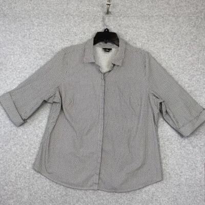 Liz Claiborne Top Womens XXL Black White  Button Up 3/4 Cuffed Sleeve Blouse - Image 1 of 4