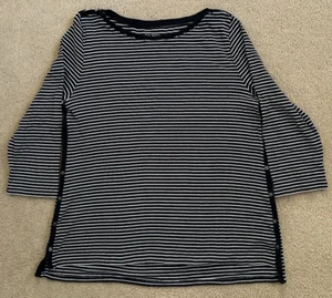 Talbots Stretch Weekend Tee Women's XL Navy Skinny Stripe Boat Neck Outdoors - Bild 1 von 10
