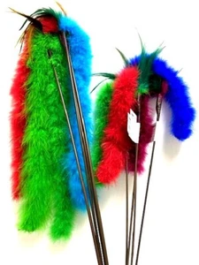 CAT TEASER GO CAT TAIL STICK TOY FLUFFY BOA ASSORTED COLORS 18 or 36 inch - Picture 1 of 34