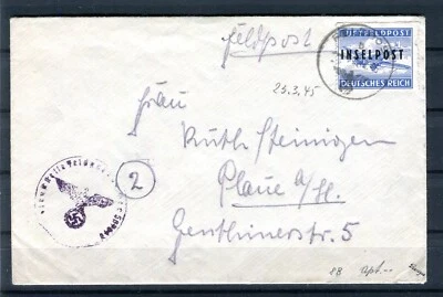 Inselpost Luftfeldpost 8 B II  Insel Rhodos gestempelt geprüft auf Brief (T592) - Bild 1 von 3