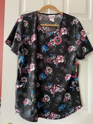 NWT ScrubStar Nursing Top Sz Medium Floral Design stretch - Image 1 of 3