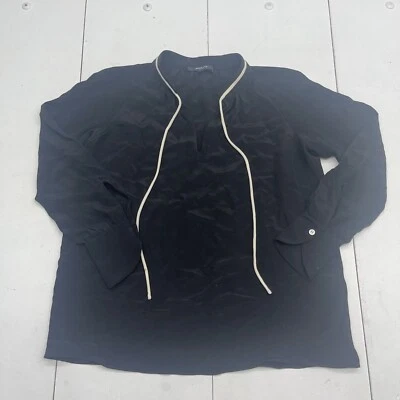 Blusa de seda Derek Lam Sonia negra con cuello atado para mujer talla 6 Foto 1 de 4