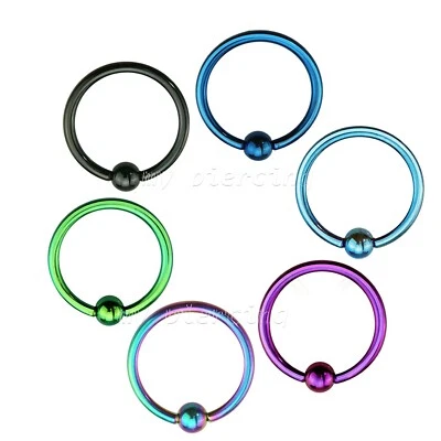 ПАРА анодированной хирургической стали пленник бусина кольцо хряща лабрет 16G 1/4» до 1/2» - Изображение 1 из 3