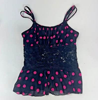 Cami by Cabernet bolinhas com inserção de renda namorados retrô feminino tamanho médio - Imagem 1 de 4