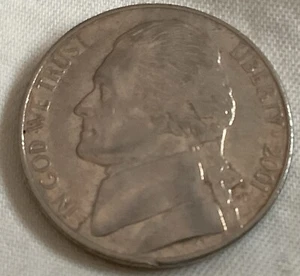 D Jefferson Nickel 2001 - VF-XF - ver débil marca de ceca - Imagen 1 de 3