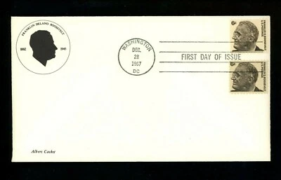 US FDC #1298+1284b Albers M-1 1967 DC Franklin Roosevelt Prominent Combo - Image 1 of 2