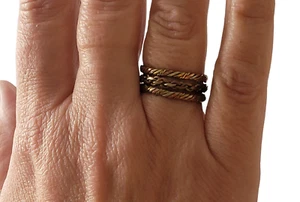 3 Pack Copper Tibetan Adjustable Ring Arthritis Therapy Thin Large Cuff Ring - Picture 1 of 4