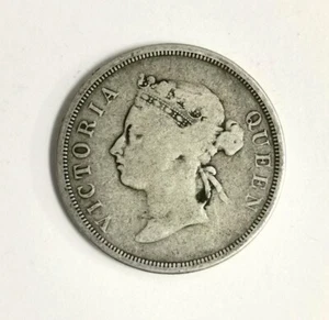 Mazuma *MC2061 Straits Settlements Queen Victoria 1890H Silver 50 Cents F Only - Picture 1 of 2