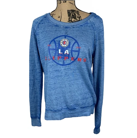 NBA NWT LA Clippers Burnout Pullover Sweater Heathered Blue Size M Super Soft Cover