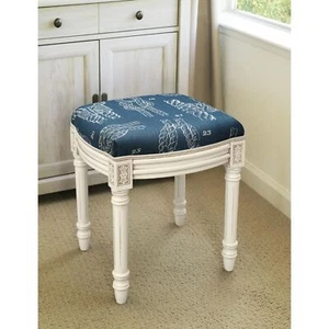 123 Creations Nautical Knots Antique-White Wood Vanity Stool - Picture 1 of 3