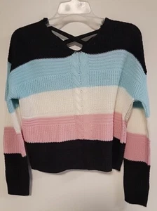 Jolie & Joy Sweater Girls XL 16 Pastel Stripes Knit Long Sleeve - Picture 1 of 8