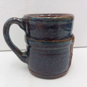 Art Studio Hand Crafted Stoneware Mug Wheel Thrown Blue/Brown Earth Tone Glaze - Picture 1 of 10