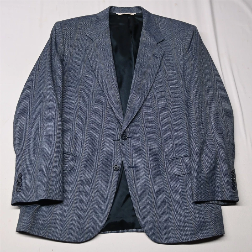 Vtg Stafford 44R Blue Woven Tweed USA Made Mens Blazer Suit Jacket Sport Coat - Image 1 of 4