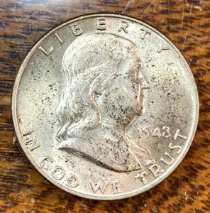 1948 Franklin Half Dollar Nice Original Choice Uncirculated Full Bell Lines CHRC - Picture 1 of 2