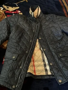 Boys Navy Burberry Quilted Jacket Sz 10 - Picture 1 of 3