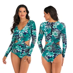 Costume da bagno donna UV guardia antirash manica lunga costume da bagno muta surf - Foto 1 di 5