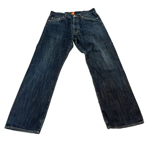 Hugo Boss Mens Jeans Relaxed Straight Dark Blue Washed W33 L32 * HB1 - Picture 1 of 12