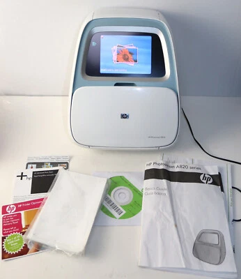 HP Hewlett Packard Photosmart A826 Home Photo Center Printer w Cord Manual Paper - Image 1 of 4