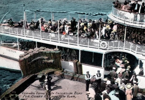 Coney Island NY New York Dampfer Ausflug Boot Postkarte - Bild 1 von 3