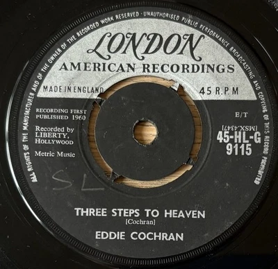 EDDIE COCHRAN THREE STEPS TO HEAVEN 7" LONDON (1960) VG+ ROCK 'N' ROLL ENGLAND - Image 1 of 3