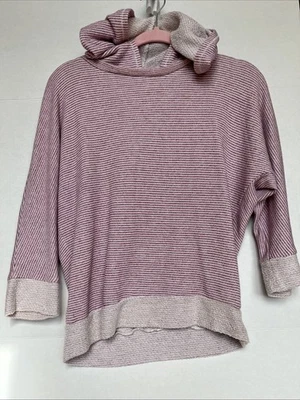 MOSSIMO Supply Co Knit Yoga Hoodie Batwing Pullover Red White Stripe Womens Sz S - Image 1 of 4