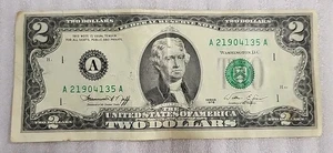 1976 $2 Dollar Bill A series A21904135A *BIL29 - Picture 1 of 3