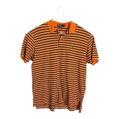 Camisa Polo Ralph Lauren Manga Corta Rugby Naranja Rayas Para Hombres XL Golf De Colección Foto 1 de 4