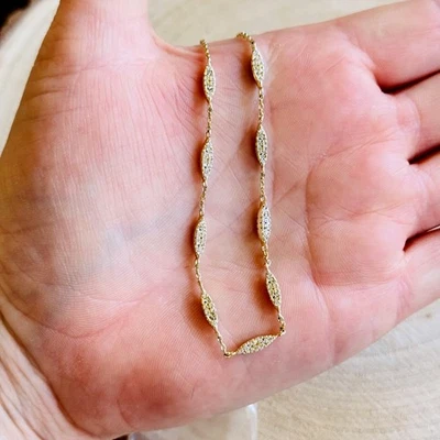 Maria Melinda MM thin jeweled gold chain Necklace Designer rare high end 17" - Image 1 of 4