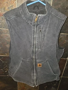 Carhartt Sherpa Lined Vest Mens XL Gray Full Zip Utility Workwear  - Picture 1 of 12