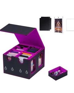 Pink moon MTG Commander Card Storage Box w/ Dice Tray 3 Dividers & 2 Toploaders - Picture 1 of 9