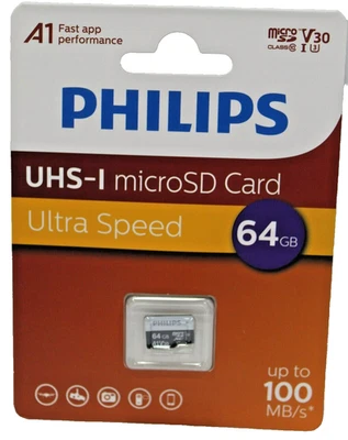 NEW Dashcam Drone UHS-I Micro SD Memory Card Ultra Speed 64GB 1x Philips Sealed - Image 1 of 4