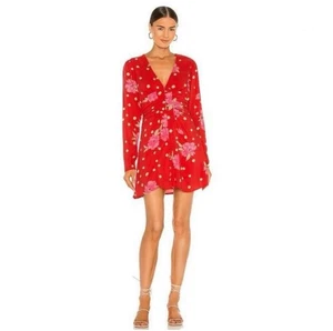 Mini Vestido Free People Rojo Lunares Floral Botón Frontal Para Mujer Talla Pequeña” - Imagen 1 de 8