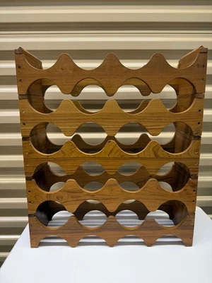 MCM Vintage Antique Dolphin Genuine Teak Teakwood Wine Rack Set of 5 Thailand - Image 1 of 4