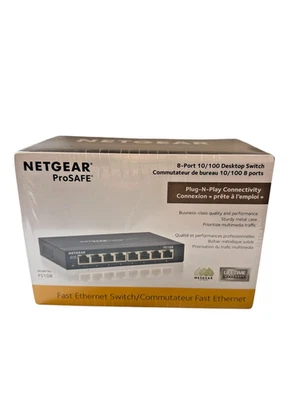 Netgear ProSAFE FS108NA 8-Port 10/100 Desktop Switch Fast Ethernet NEW Sealed - Image 1 of 4