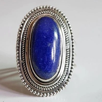 LAPIS LAZULI NATURAL GEMSTONE 925 STERLING SILVER HANDMADE JEWELRY RING 3 TO 12 - Изображение 1 из 4