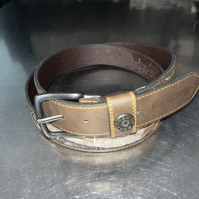 Cinturón Realtree Escopeta Concho Cuero Genuino Adhesionado Para Hombre Talla 42-44 Marrón Foto 1 de 4