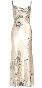 Jason Wu Collection Cosmic Satin Slip MIDI Dress Size: 2- flax/black Retail$1995 - Picture 1 of 2