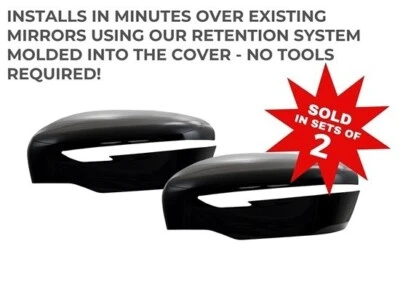 Se adapta a Nissan Pathfinder 17-20 CUBIERTAS DE ESPEJOS RETROVISORES NEGRAS BRILLANTES superpuestas 2 piezas (ambos lados) Foto 1 de 2