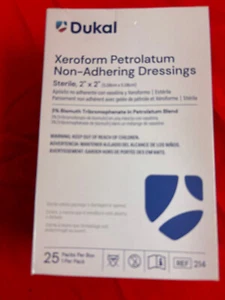 Dukal Xeroform Petrolatum nicht haftende Verbände; 2" x 2"; 25 ct. sterile Box - Bild 1 von 4