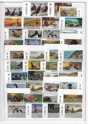 US 1999-2018 COLLECTION OF 100+ WISCONSIN DUCK, TURKEY & FISHING STAMPS MINT NH - Image 1 of 3