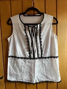 MAX MARA Studio Blouse Shirt Top White Black Lace Fits UK 10 12 Made In Italy - Picture 1 of 4