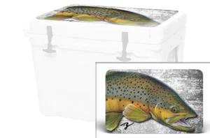 Vinyl Cooler Wrap fits YETI Tundra 50 | Decal Skin LID - Ty Brown Trout - Picture 1 of 7