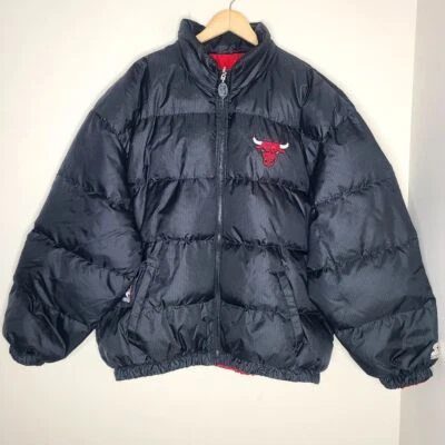 Vintage Starter Chicago Bulls Reversible Black Red Puffer Coat Jacket Sz XL - Image 1 of 4
