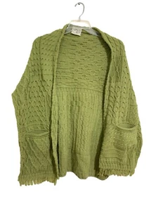 Connemara Knit Wear Women's Merino Wool Shawl Pocket Sweater Green Size One Size - Picture 1 of 7