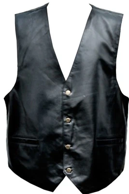 Mens Leather Vest Dress Waistcoat Styled Soft Leather Motorcycle Fashion Vest - image 1 of 3