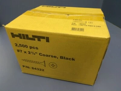 (2500 Tornillos) Tornillo para paneles de yeso Hilti 84322 7 x 2-1/2" PBH CRS - NUEVO  Foto 1 de 2